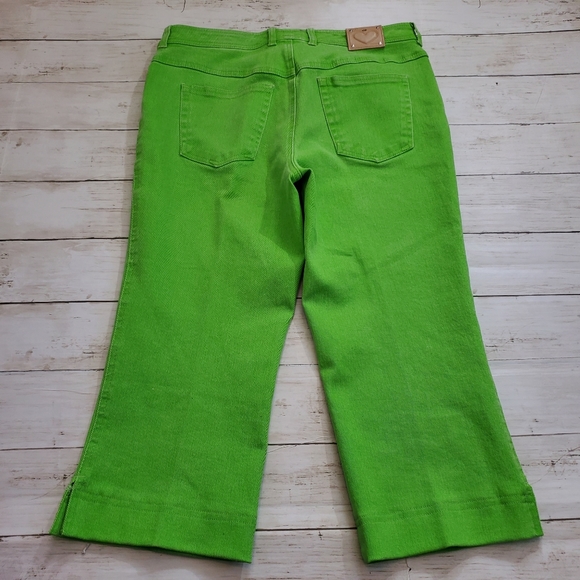 Escada lime green capri cropped jean pants size 8 - Picture 5 of 8